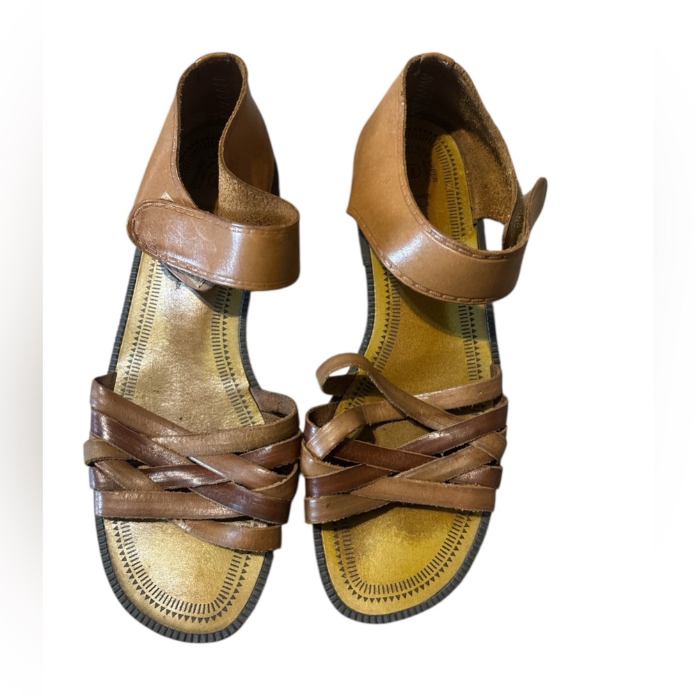 Romano  Brown Leather Sandals with Criss-Cross Straps